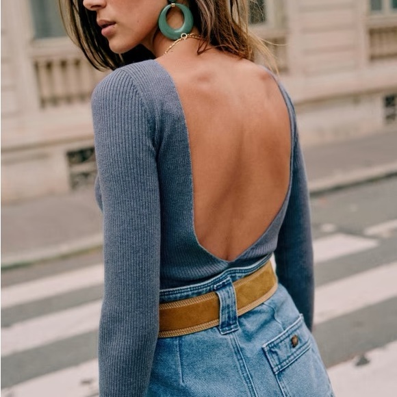 Sezane Joanie Bodysuit Blue - Picture 1 of 6